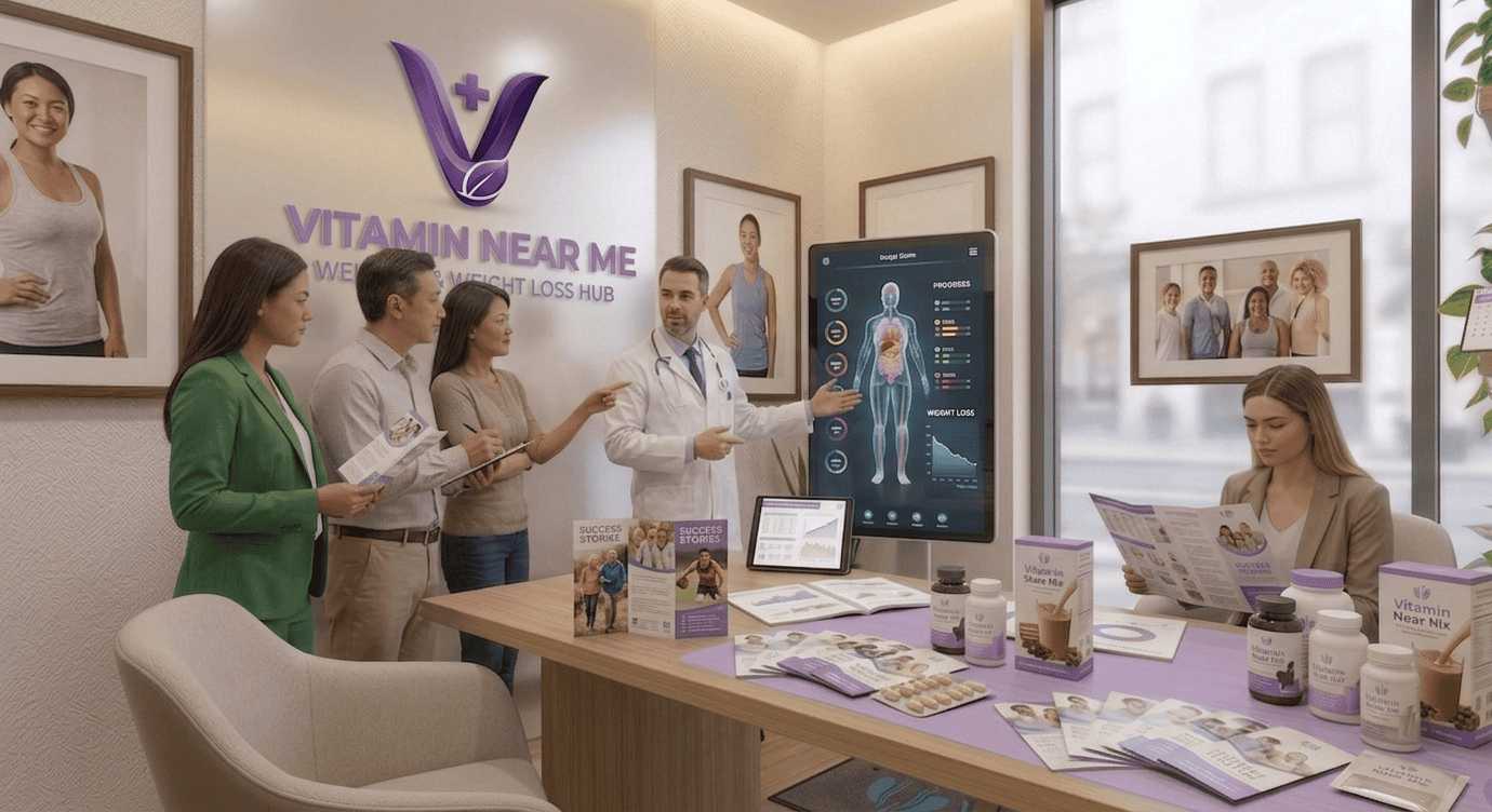 Doctor explaining an intermittent fasting program to patients during a wellness consultation
