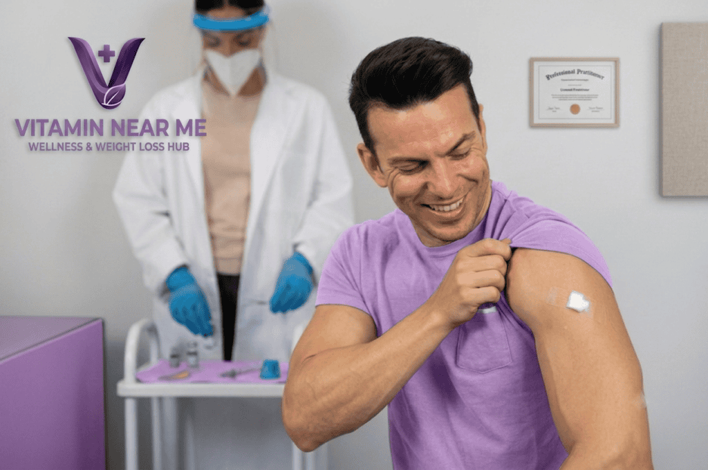 Patient after receiving a sermorelin injection during a wellness clinic visit