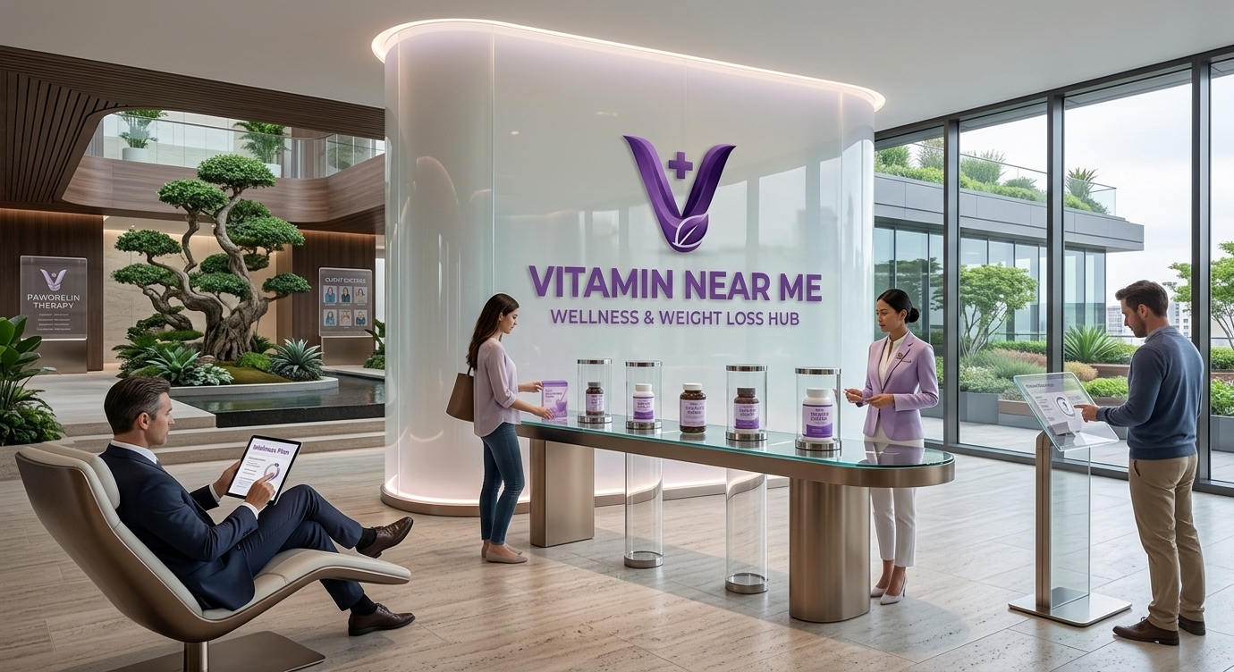 BCAA injection therapy and wellness supplements displayed at a medical weight loss clinic